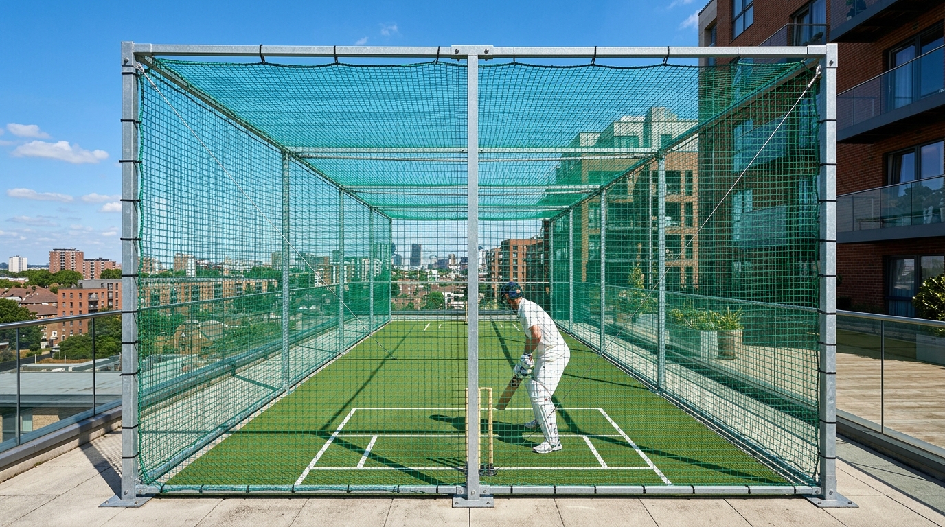 Rooftop Cricket Practice Net Installation